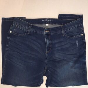 Boutique+ Ankle Skinny Jeans Distressed Stretch Dark Wash | Size 16W